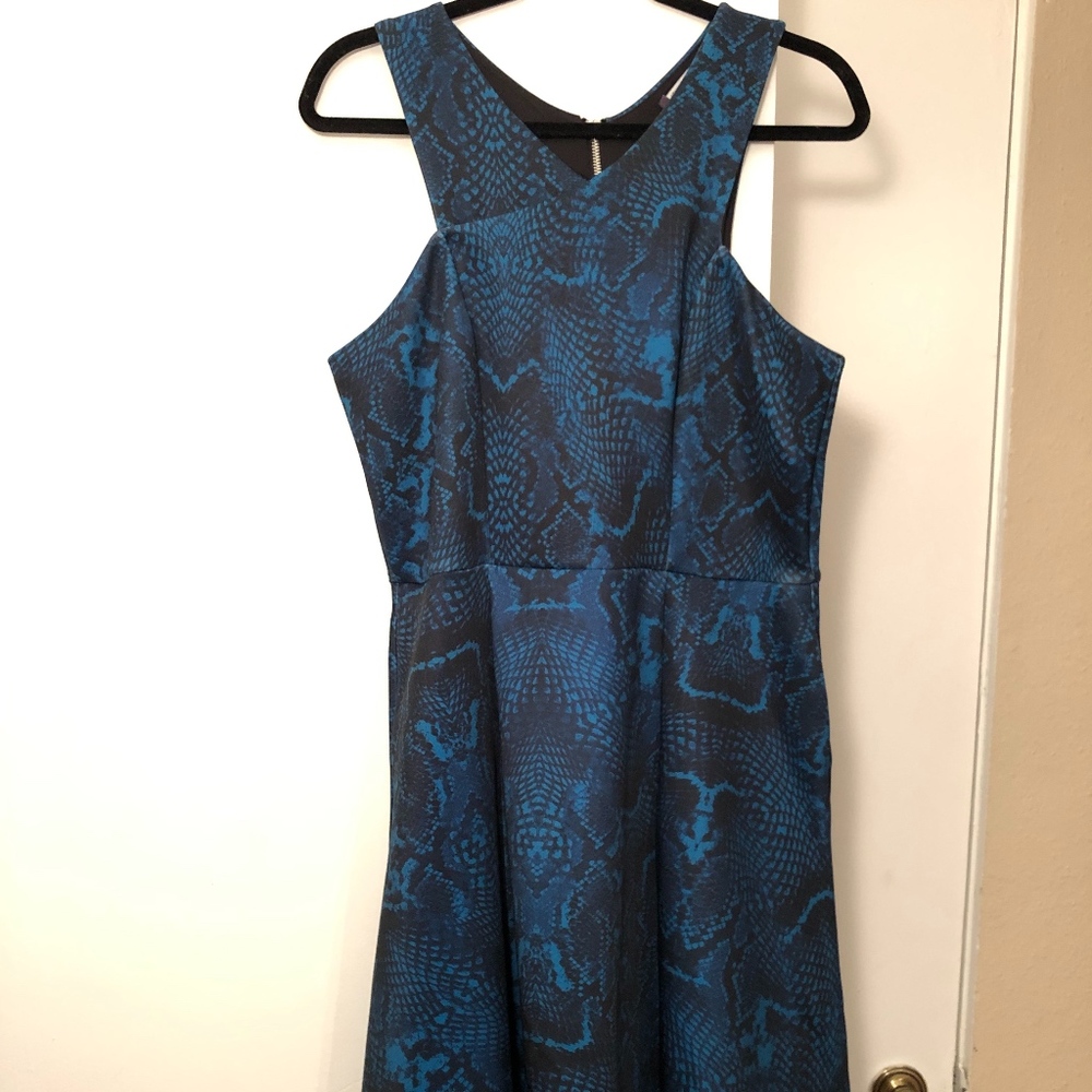 Jennifer Lopez snake-print fit and flare dress